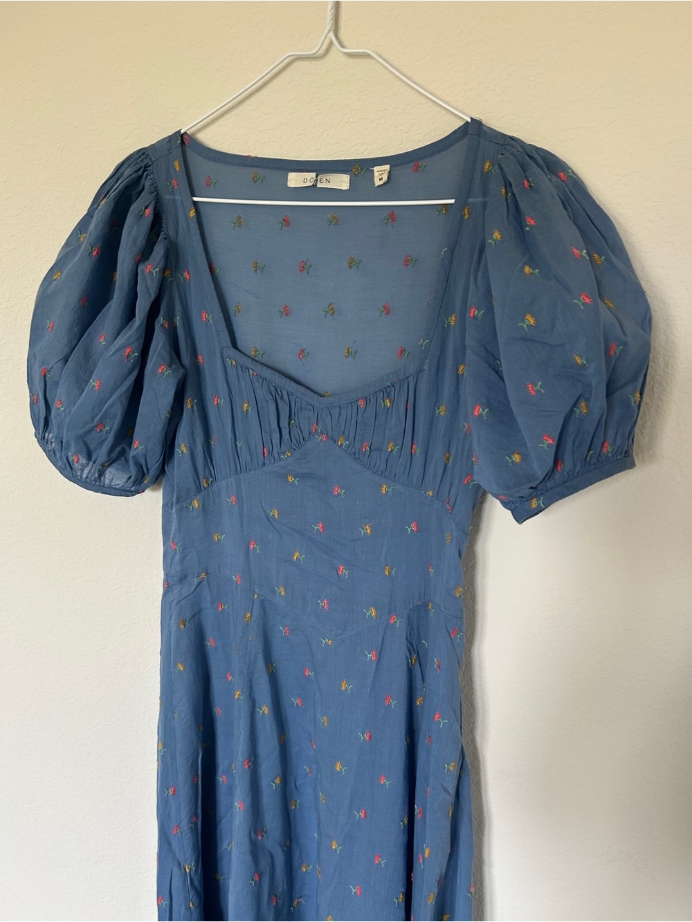 Doen Tetra Maxi Dress Ciel Carnation Embroidery Blue - Picture 6 of 9